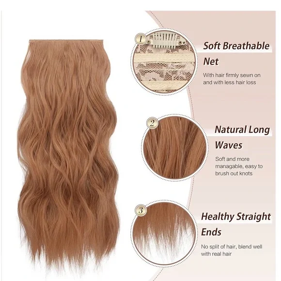 Clip in Hair Extensions, 20 Inch, Auburn Brown
4 PCS, Long Wavy christmas, party - Picture 3 of 7